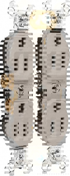 Straight Blade Duplex Receptacle: NEMA 5-15R, 15 Amps, Self-Grounding